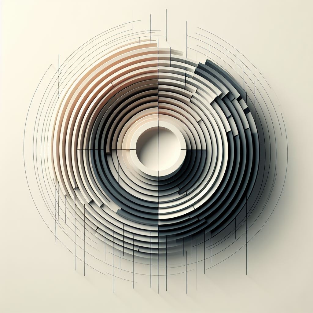 3D abstract art of concentric circles.